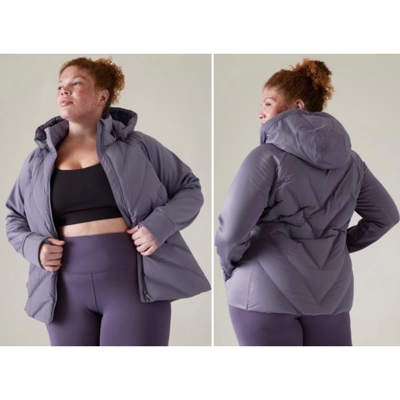 NWT Athleta Inlet Jacket Plus 1X 18W Nightfall Purple Zip Pockets Removable Hood
